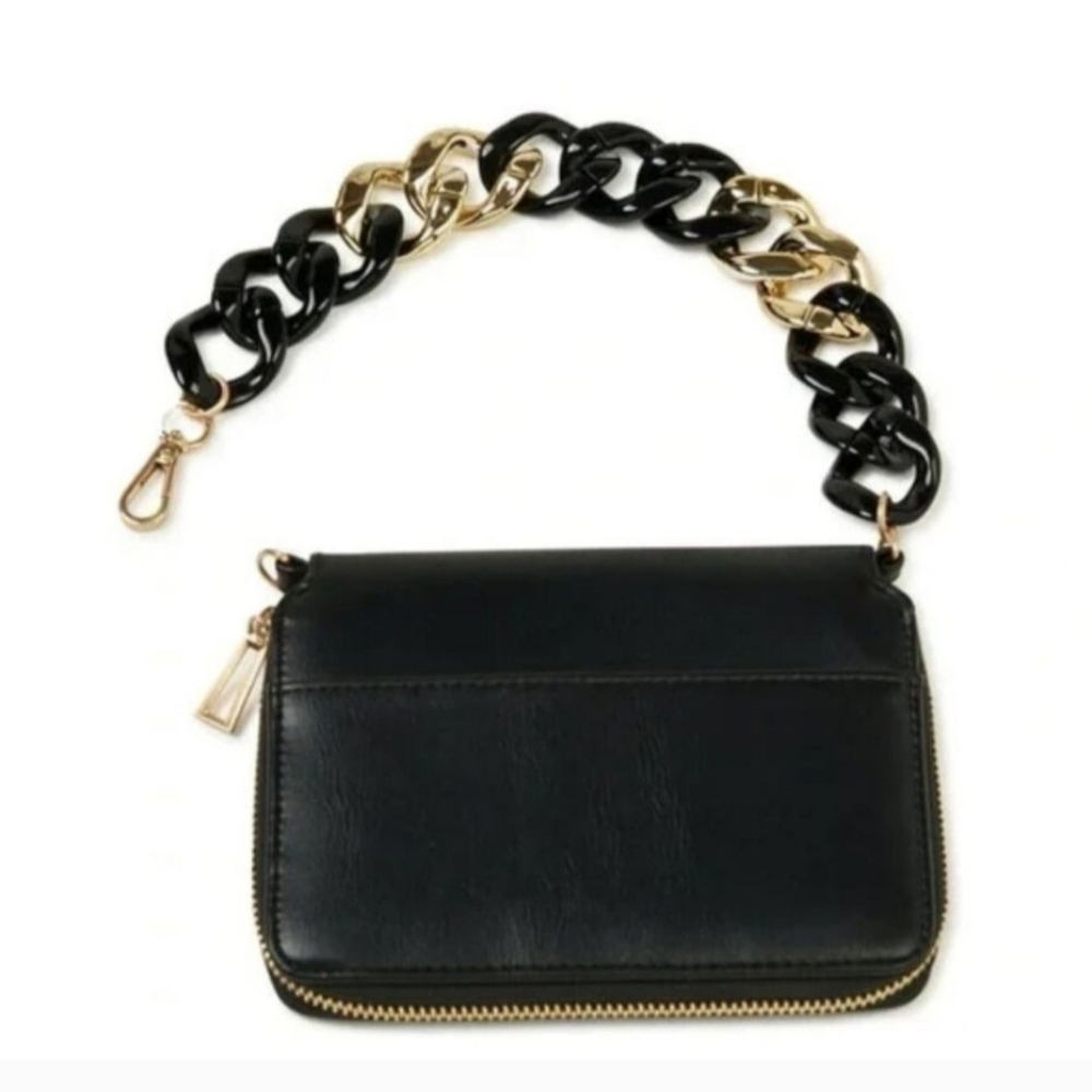 Elegant Black Gold Chain Women's Wallet Wrislet Bag - Picture 9 of 11